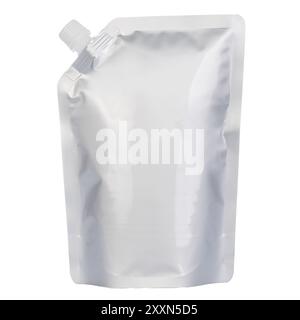 Silver Stand-Up Pouch with Spout Cap Stock Photo