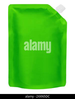 Green Stand-Up Pouch with Spout Cap Stock Photo