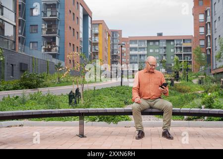 Happy Senior Scandinavian Man Portrait Outdoors Autumn in Finland Concept Stock Photo