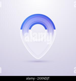 Location pin icon. Symbol of GPS and navigation, social networks, mobile applications, in glassmorphism style. Vector illustration. Stock Vector