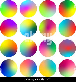 Rounded holographic gradient sphere button. colorful round buttons or spheres. Vector illustration Stock Vector
