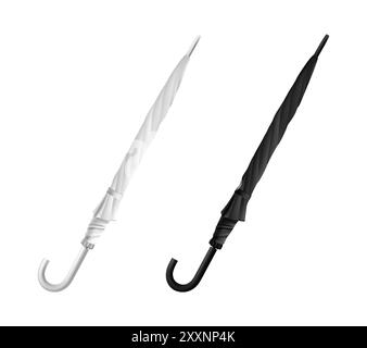 Black umbrella mockup set, vector illustration isolated on white ...