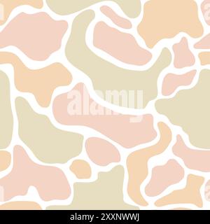 Abstract organic shape autumnal seamless pattern. Season flowing dots and blot drawn wallpaper. Seasonal Nature background. Stock Vector