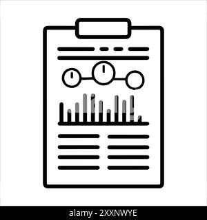 Report icon or modern line symbol. Vector line art and icon design with bold outline. Black and white Pixel Perfect minimalistic symbol isolated white Stock Vector