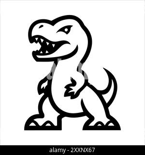 dinosaur icon or modern line symbol. Vector line art and icon design with bold outline. Black and white Pixel Perfect minimalistic symbol isolated whi Stock Vector
