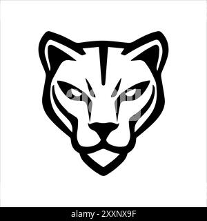 puma icon or modern line symbol. Vector line art and icon design with bold outline. Black and white Pixel Perfect minimalistic symbol isolated white b Stock Vector
