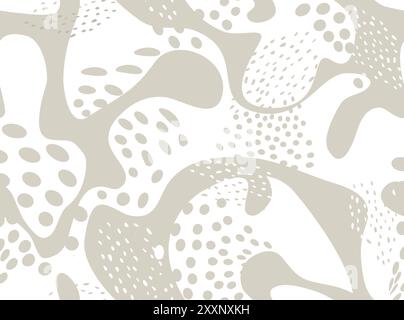 Abstract seamless pattern with dots and loopy blots. Surface pattern fill irregular spots organic shape. Hand drawn stylish abstract print. Creative c Stock Vector