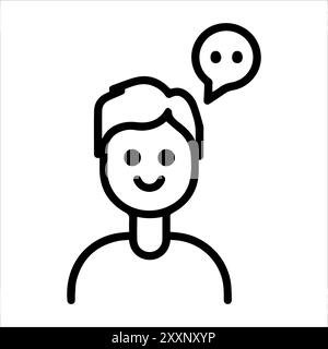 Chat icon or modern line symbol. Vector line art and icon design with bold outline. Black and white Pixel Perfect minimalistic symbol isolated white b Stock Vector
