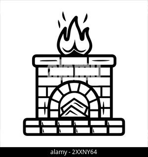 Fireplace icon or modern line symbol. Vector line art and icon design with bold outline. Black and white Pixel Perfect minimalistic symbol isolated wh Stock Vector