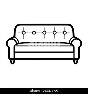 Couch icon or modern line symbol. Vector line art and icon design with bold outline. Black and white Pixel Perfect minimalistic symbol isolated white Stock Vector
