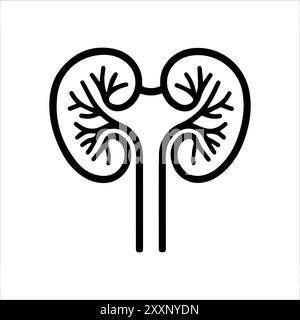Kidneys icon or modern line symbol. Vector line art and icon design with bold outline. Black and white Pixel Perfect minimalistic symbol isolated whit Stock Vector