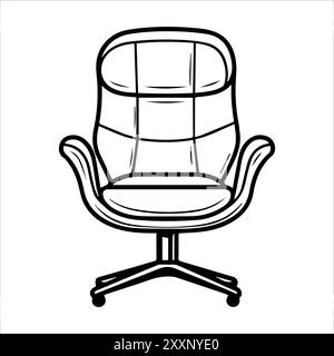 Swivel Chair icon or modern line symbol. Vector line art and icon design with bold outline. Black and white Pixel Perfect minimalistic symbol isolated Stock Vector