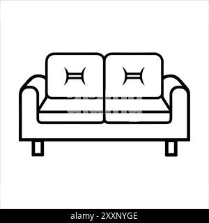 Couch icon or modern line symbol. Vector line art and icon design with bold outline. Black and white Pixel Perfect minimalistic symbol isolated white Stock Vector