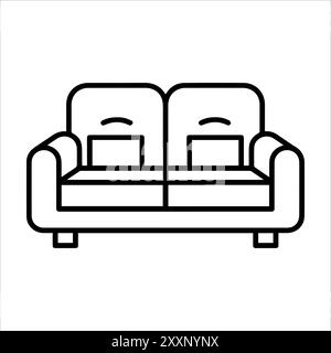 Couch icon or modern line symbol. Vector line art and icon design with bold outline. Black and white Pixel Perfect minimalistic symbol isolated white Stock Vector