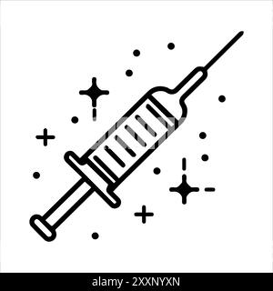 Vaccination icon or modern line symbol. Vector line art and icon design with bold outline. Black and white Pixel Perfect minimalistic symbol isolated Stock Vector