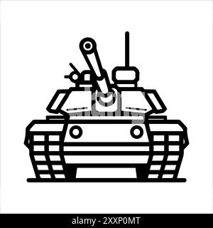 Military Tank icon or modern line symbol. Vector line art and icon design with bold outline. Black and white Pixel Perfect minimalistic symbol isolate Stock Vector