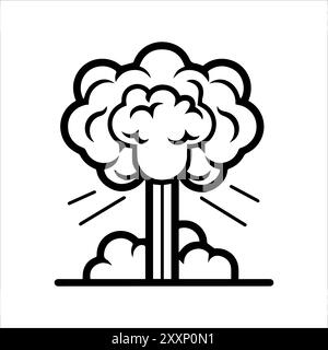Nuclear Bomb icon or modern line symbol. Vector line art and icon design with bold outline. Black and white Pixel Perfect minimalistic symbol isolated Stock Vector