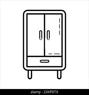 Cupboard icon or modern line symbol. Vector line art and icon design with bold outline. Black and white Pixel Perfect minimalistic symbol isolated whi Stock Vector
