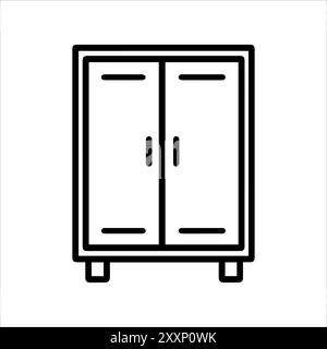 Cupboard icon or modern line symbol. Vector line art and icon design with bold outline. Black and white Pixel Perfect minimalistic symbol isolated whi Stock Vector