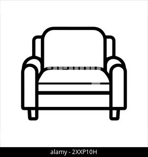 Armchair icon or modern line symbol. Vector line art and icon design with bold outline. Black and white Pixel Perfect minimalistic symbol isolated whi Stock Vector