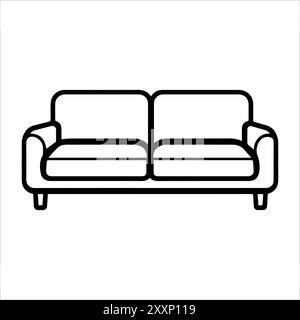 Couch icon or modern line symbol. Vector line art and icon design with bold outline. Black and white Pixel Perfect minimalistic symbol isolated white Stock Vector