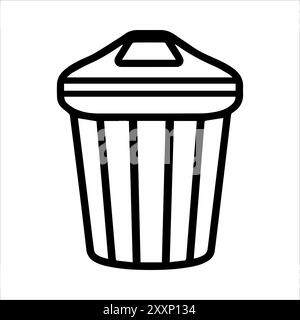 garbage icon or modern line symbol. Vector line art and icon design with bold outline. Black and white Pixel Perfect minimalistic symbol isolated whit Stock Vector