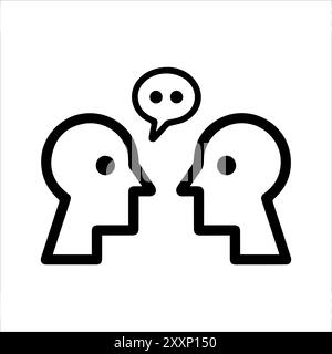 Chat icon or modern line symbol. Vector line art and icon design with bold outline. Black and white Pixel Perfect minimalistic symbol isolated white b Stock Vector