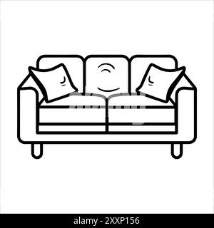 Couch icon or modern line symbol. Vector line art and icon design with bold outline. Black and white Pixel Perfect minimalistic symbol isolated white Stock Vector