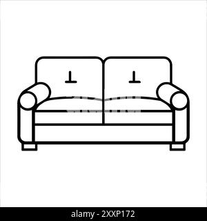 Couch icon or modern line symbol. Vector line art and icon design with bold outline. Black and white Pixel Perfect minimalistic symbol isolated white Stock Vector
