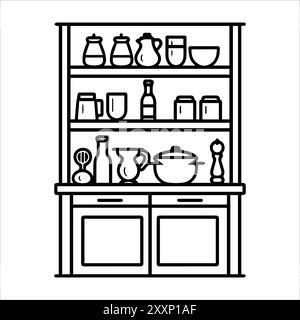 Cupboard icon or modern line symbol. Vector line art and icon design with bold outline. Black and white Pixel Perfect minimalistic symbol isolated whi Stock Vector