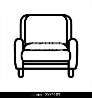 Armchair icon or modern line symbol. Vector line art and icon design with bold outline. Black and white Pixel Perfect minimalistic symbol isolated whi Stock Vector