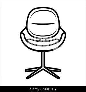 Swivel Chair icon or modern line symbol. Vector line art and icon design with bold outline. Black and white Pixel Perfect minimalistic symbol isolated Stock Vector