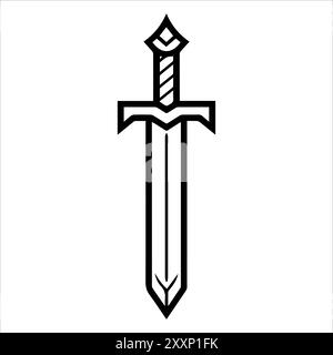 Dagger icon or modern line symbol. Vector line art and icon design with bold outline. Black and white Pixel Perfect minimalistic symbol isolated white Stock Vector