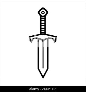 Dagger icon or modern line symbol. Vector line art and icon design with bold outline. Black and white Pixel Perfect minimalistic symbol isolated white Stock Vector