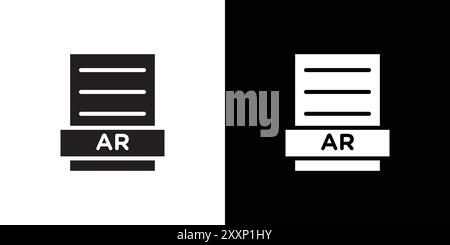 AR File Document Icon Black line art vector in black and white outline set collection sign Stock Vector