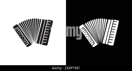 accordion icon Black line art vector in black and white outline set collection sign Stock Vector