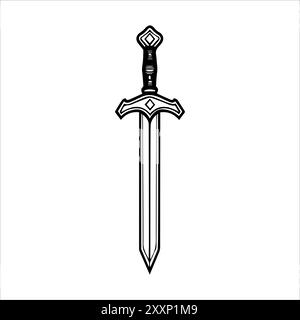 Dagger icon or modern line symbol. Vector line art and icon design with bold outline. Black and white Pixel Perfect minimalistic symbol isolated white Stock Vector