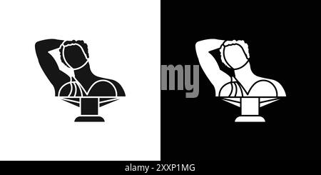 Ancient statue icon Black line art vector in black and white outline set collection sign Stock Vector