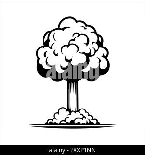 Nuclear Bomb icon or modern line symbol. Vector line art and icon design with bold outline. Black and white Pixel Perfect minimalistic symbol isolated Stock Vector