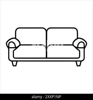 Couch icon or modern line symbol. Vector line art and icon design with bold outline. Black and white Pixel Perfect minimalistic symbol isolated white Stock Vector