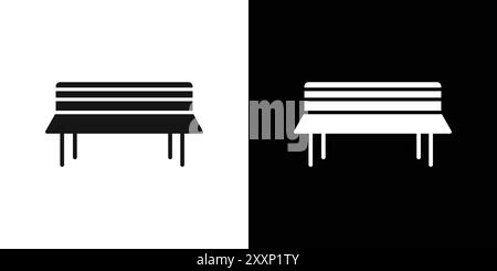 Bench icon Black line art vector in black and white outline set collection sign Stock Vector