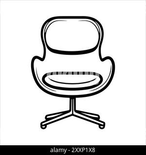 Swivel Chair icon or modern line symbol. Vector line art and icon design with bold outline. Black and white Pixel Perfect minimalistic symbol isolated Stock Vector