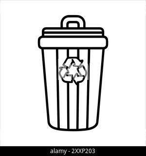 garbage icon or modern line symbol. Vector line art and icon design with bold outline. Black and white Pixel Perfect minimalistic symbol isolated whit Stock Vector