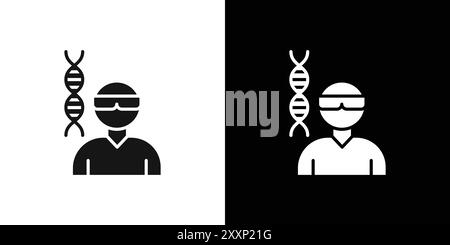 Biomedical engineer icon Black line art vector in black and white outline set collection sign Stock Vector