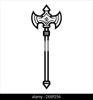 Mace icon or modern line symbol. Vector line art and icon design with bold outline. Black and white Pixel Perfect minimalistic symbol isolated white b Stock Vector