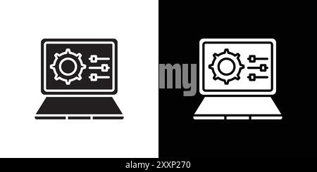 control panel icon Black line art vector in black and white outline set collection sign Stock Vector