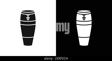 Conga drum icon Black line art vector in black and white outline set ...