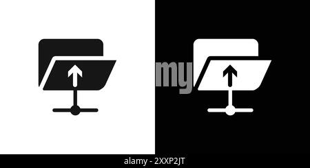 FTP navigate up icon Black line art vector in black and white outline set collection sign Stock Vector