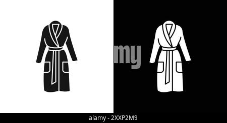 bathrobe icon Black line art vector in black and white outline set collection sign Stock Vector