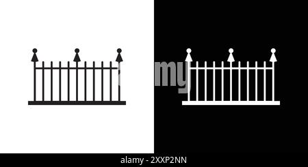 fence icon Black line art vector in black and white outline set collection sign Stock Vector